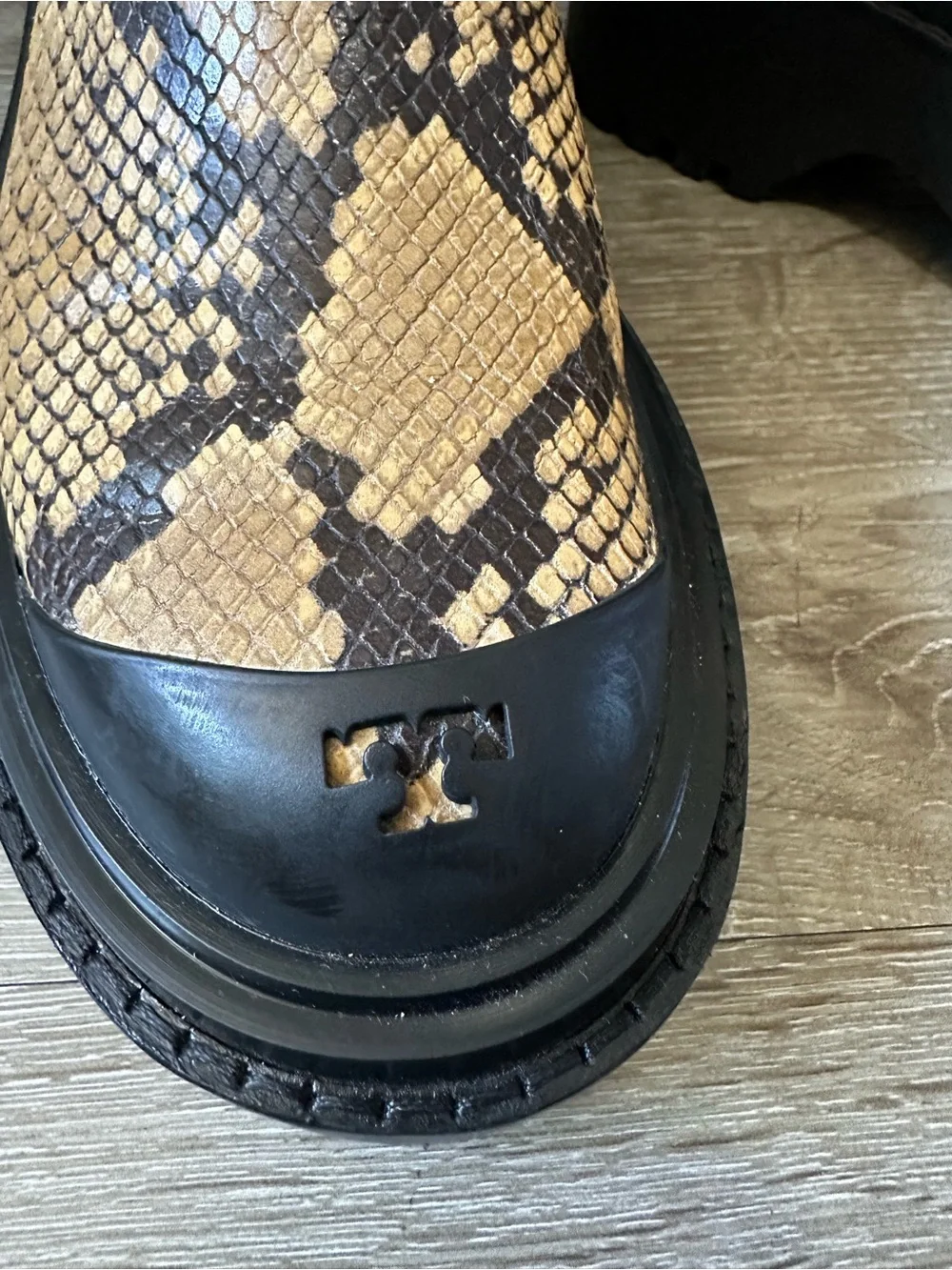 Tory Burch Yellow Snake-Print Chelsea Boots